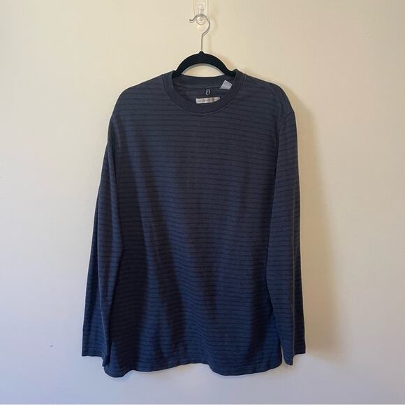 Geoffrey Beene XL stripe long sleeve t-shirt gray classic preppy crewneckline - Picture 1 of 7